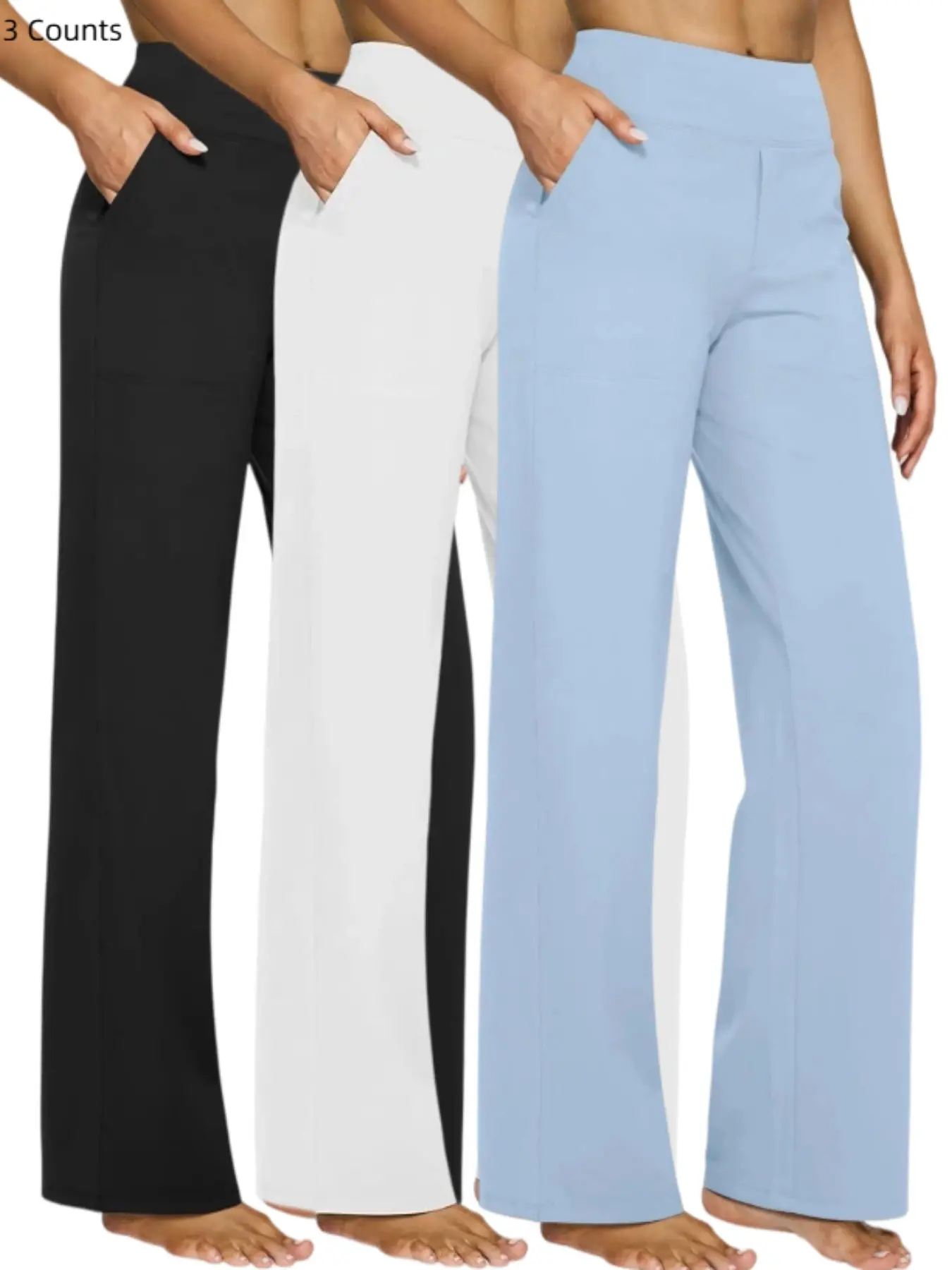 2026 Loose High-Waist Business Casual Pants Yoga Pants Women Wide Leg Pants with Pockets Comfortable Athletic Sweatpants