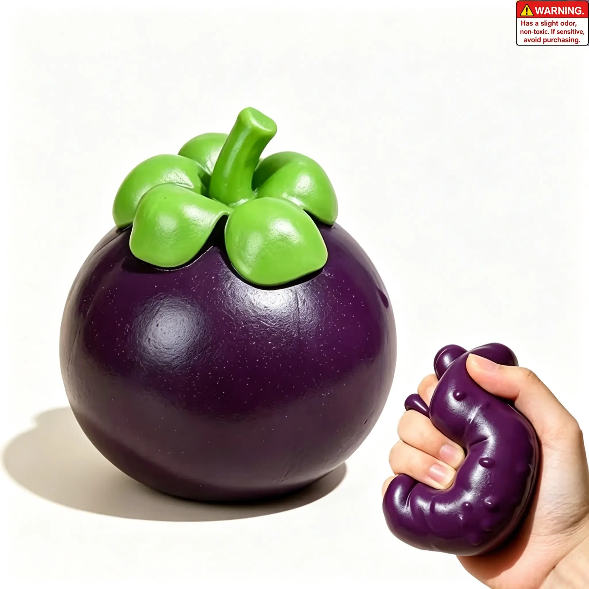 Crunchy Mangosteen Squishy Toy - ASMR Clay & Block Filled Fidget, Satisfying Crispy Sound Stress Relief, Slow Rising Sensory Hand Therapy, Funny Office Desk Decor & Christmas Stocking Stuffers for Adults Kids, Fidget Sensory Squishies