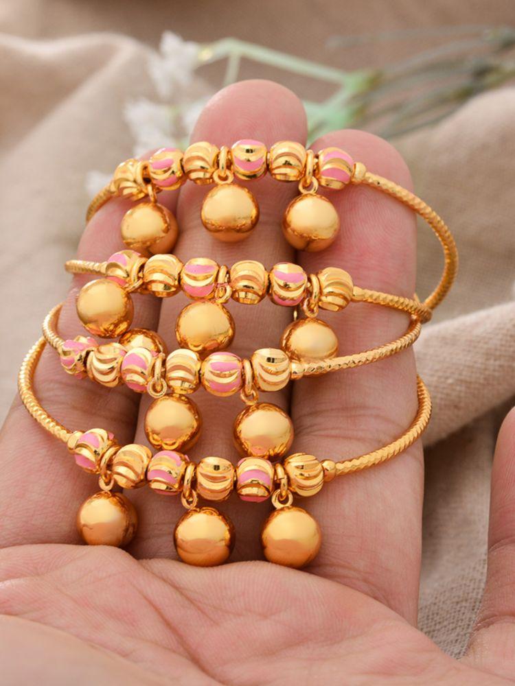 4pcs Baby Bangles Heart  Dubai Gold Color Bangles Kids Bracelet Luxury Bracelet Dubai Bangles Child Jewelry Birthday Present