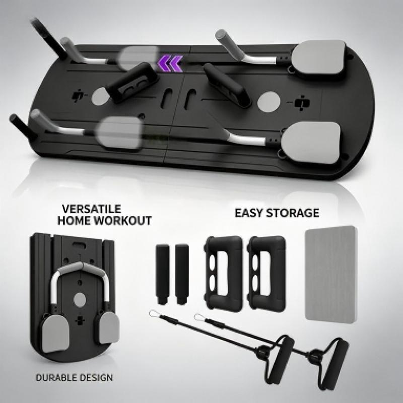 2025 Model 10-in-1 Portable Collapsible Training Board with Resistance Bands, Extended Silent Slide Track for Home Workouts