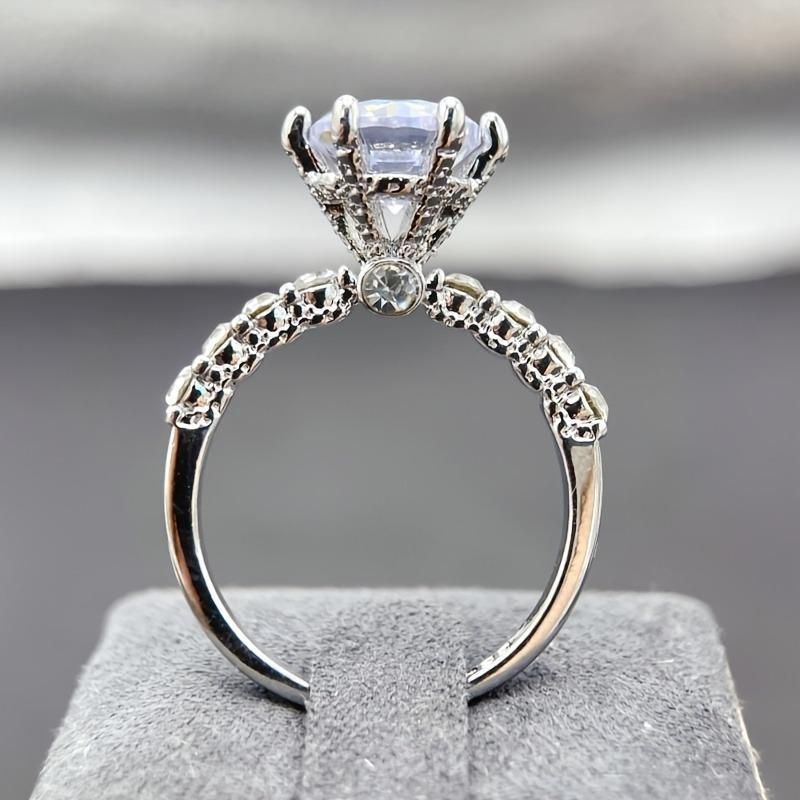 Elegant Silvery Engagement Ring with Luxury Sparkling Cubic Zirconia, Timeless Design for Wedding Promise Anniversary Holiday Gifts