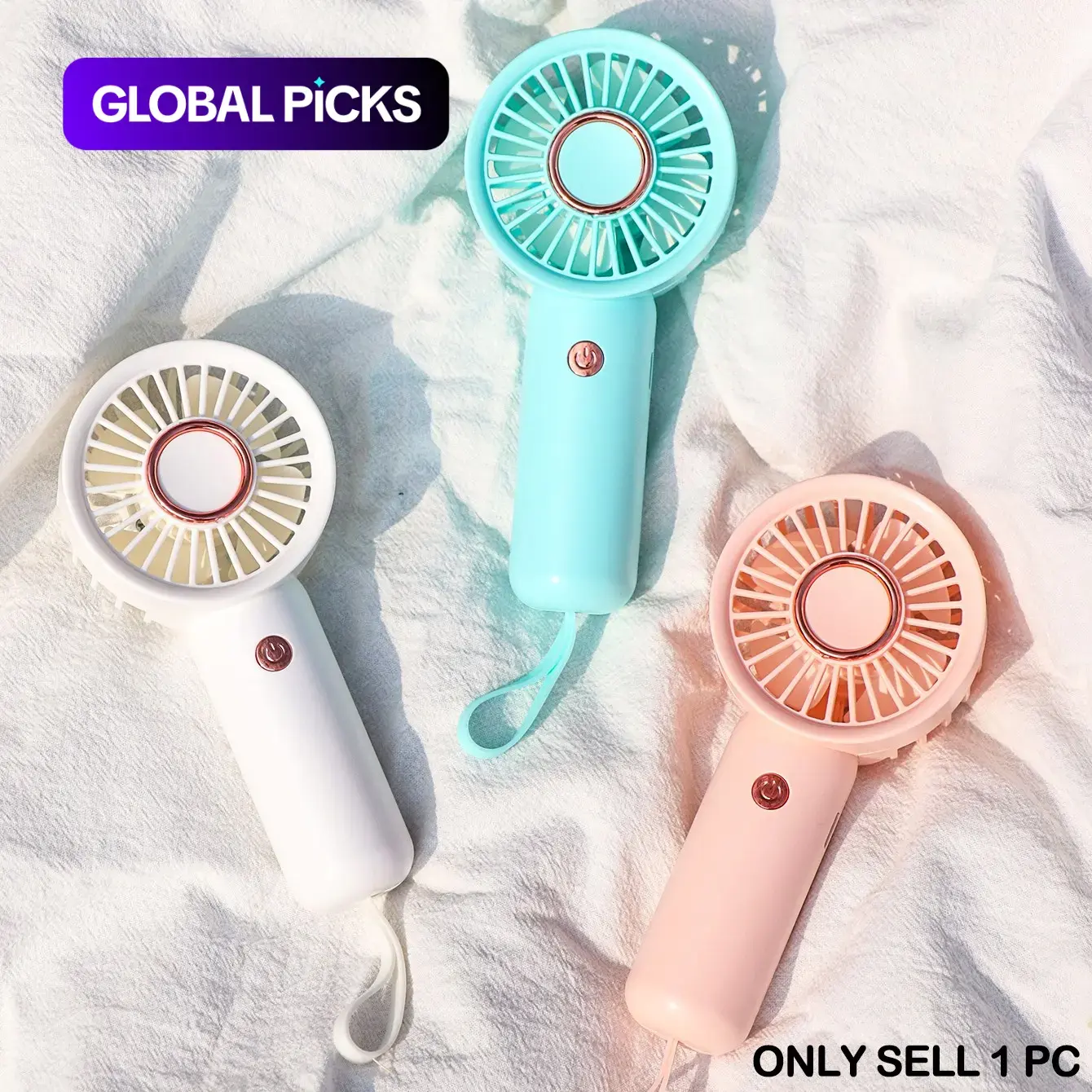 Portable Cordless Multipurpose Handheld Fan, Portable Fans Rechargeable, 1-Count USB Rechargeable Mini Personal Fan, 3-Speed Settings for Women's Makeup, Outdoor, Travel, Office & Bedroom #GLOBAL PICKS