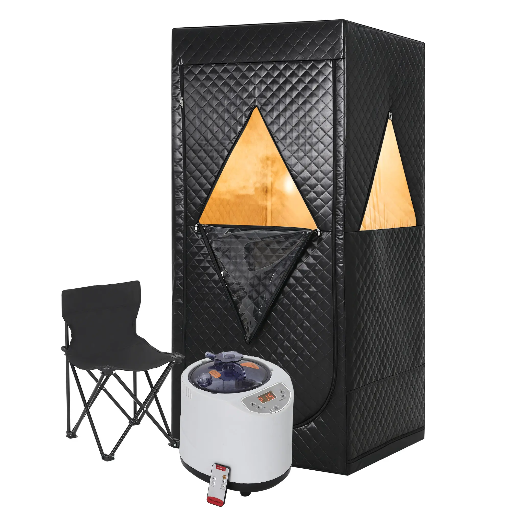 Portable Steam Sauna Tent for Home – 1400W 3L Personal Sauna Pod with collapsible Chair & Remote – 15 Heat Levels, 99-Min Timer, Full Body Relaxation, Indoor Spa for Muscle Relief, US Plug, 80*80*180CM