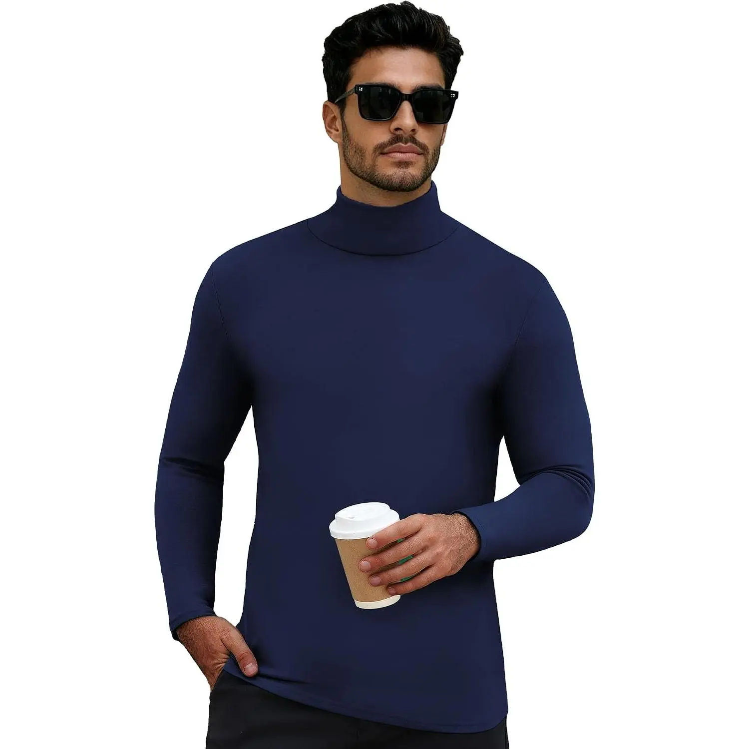 Men's Thermal Turtleneck Basic Layer Lightweight Pullover Sweater Long Sleeve Fleece Lined Athletic Warm Undershirt