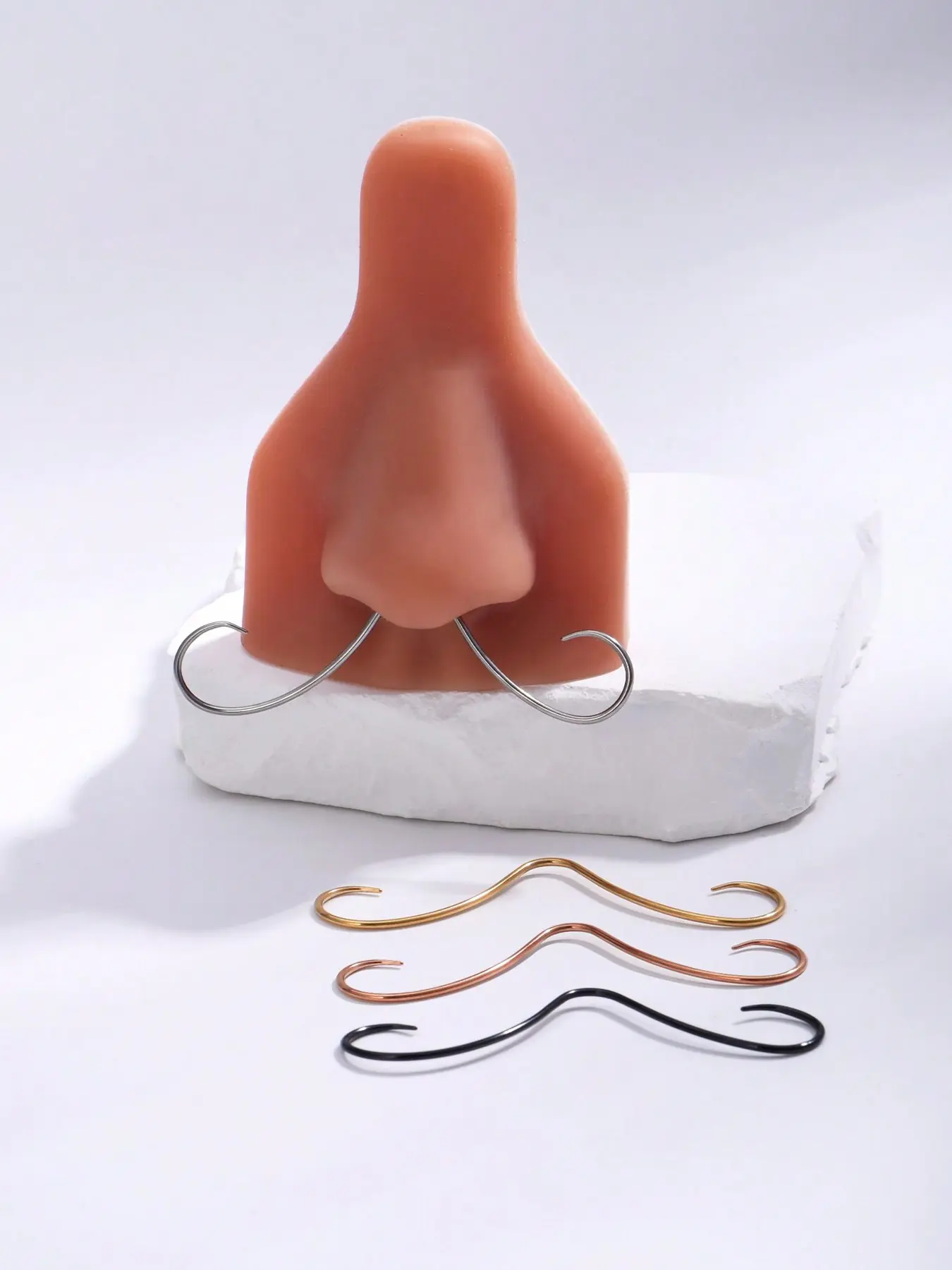 4 Pcs Mustache Nose Ring Set, Steel Septum Rings, Halloween Party Costume Jewelry, Unisex Body Piercing Accessories