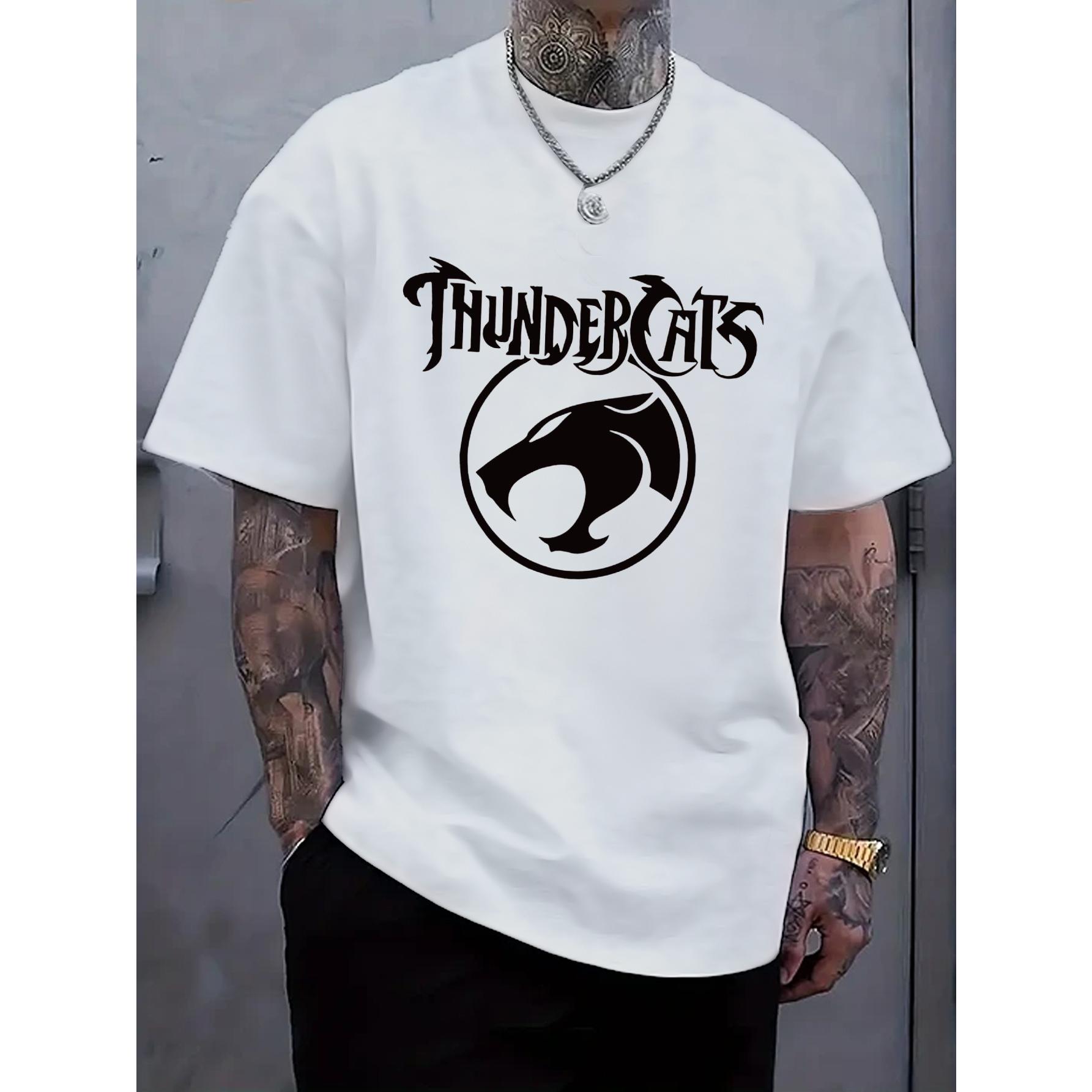 Men's ThunderCats Roaring Cat Graphic Short Sleeve Tee, Casual Streetwear Daily Outfit
