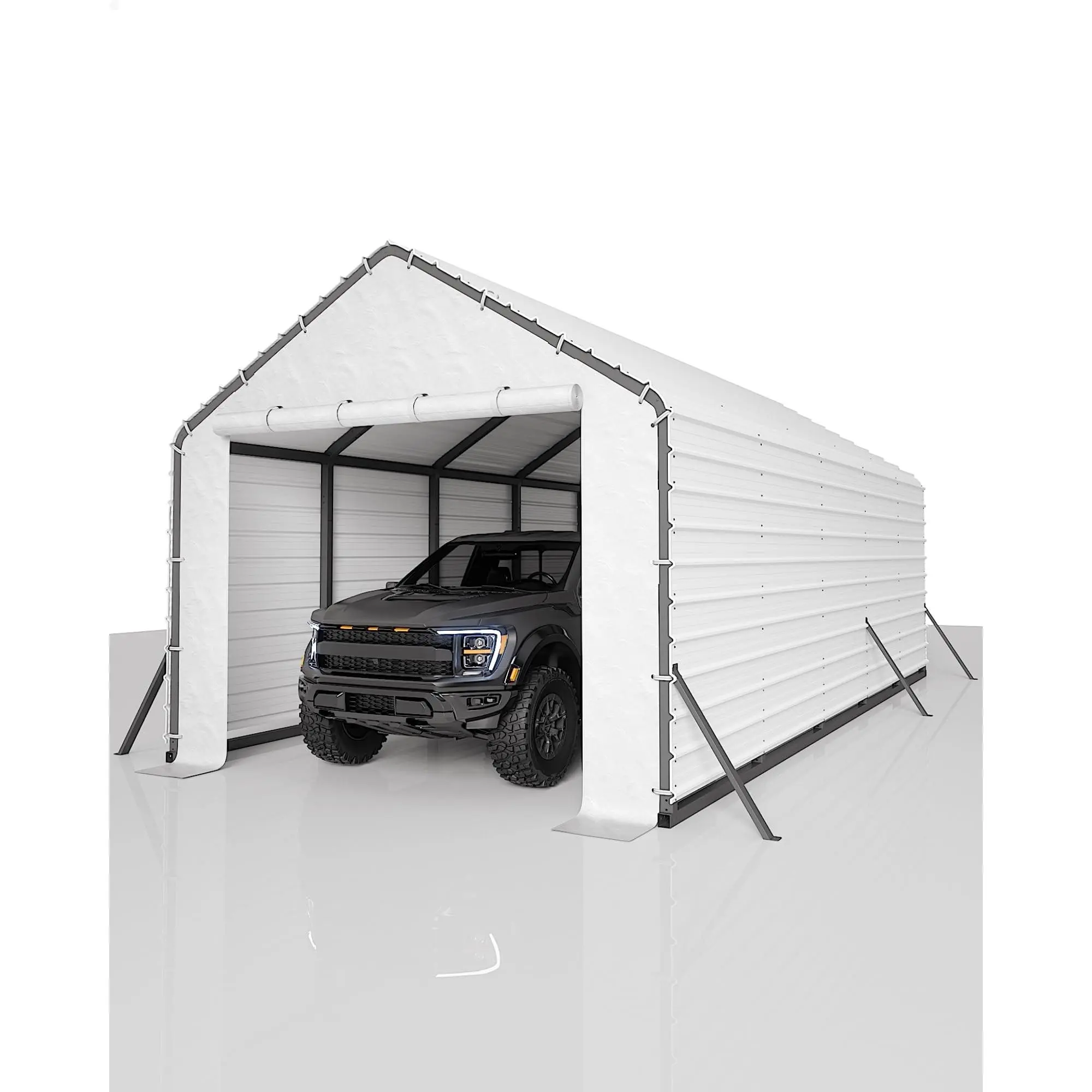 13x21x11 FT Oversized Metal Carport – Heavy Duty Steel All-Weather Shelter for Full-Size Pickup Trucks, Boats & Tractors, 660 LBS