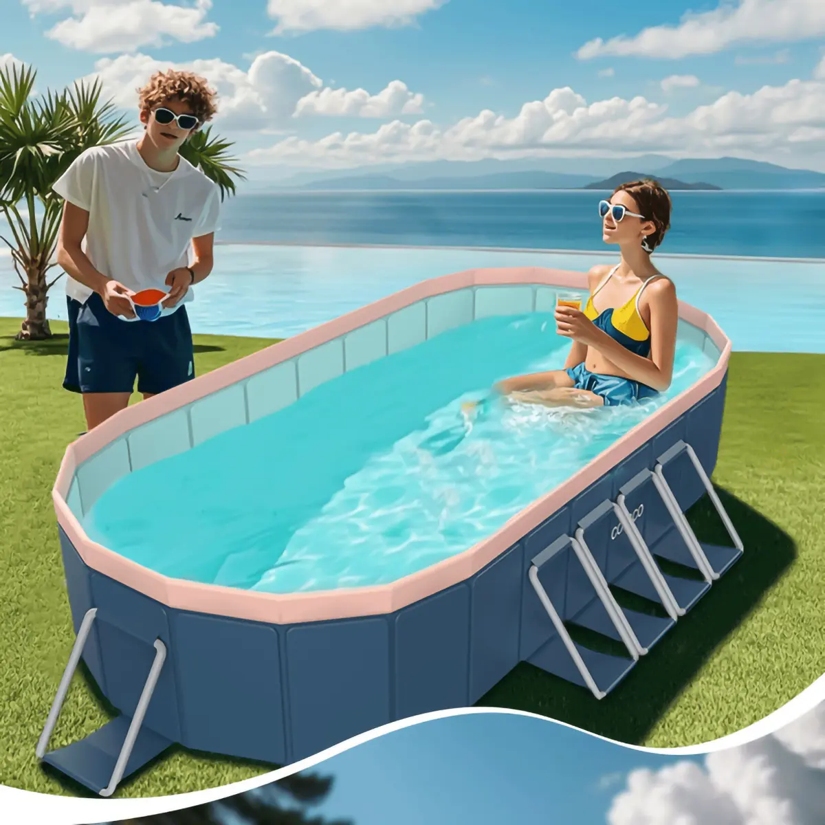 Non-Inflatable PVC Foldable Swimming Pool with Foldable Construction, Thickened Design, Quick Assembly, Supports Easy Water Filling, for Backyard Use by Adults and Kids, Easy Storage Outdoor Furniture