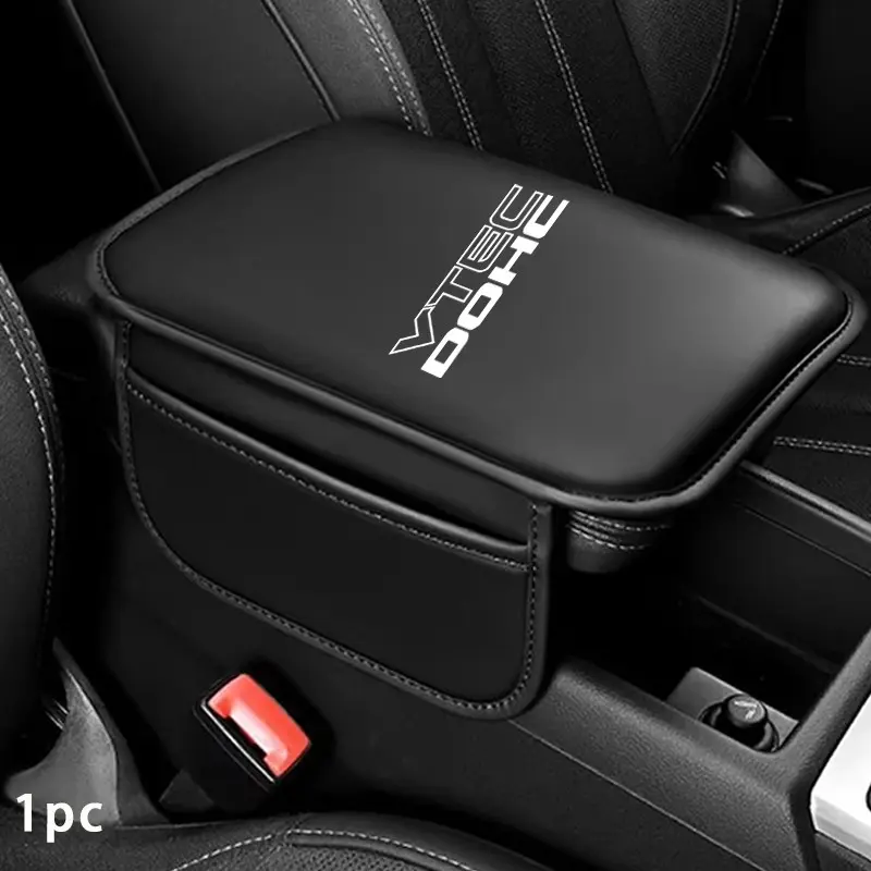 Honda Vtec Dohc Center Console Pad, Multi-Pocket Storage, PU Leather, Stain-Resistant, Easy Install, for Men and Women