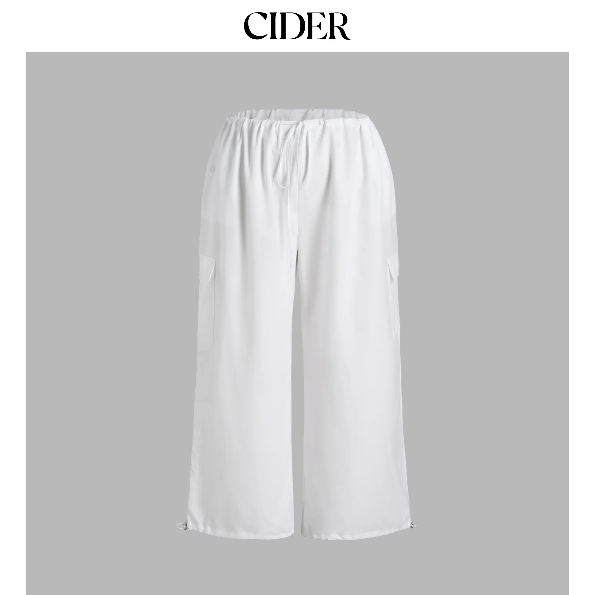 Cider Solid Low-Rise Parachute Cargo Pants