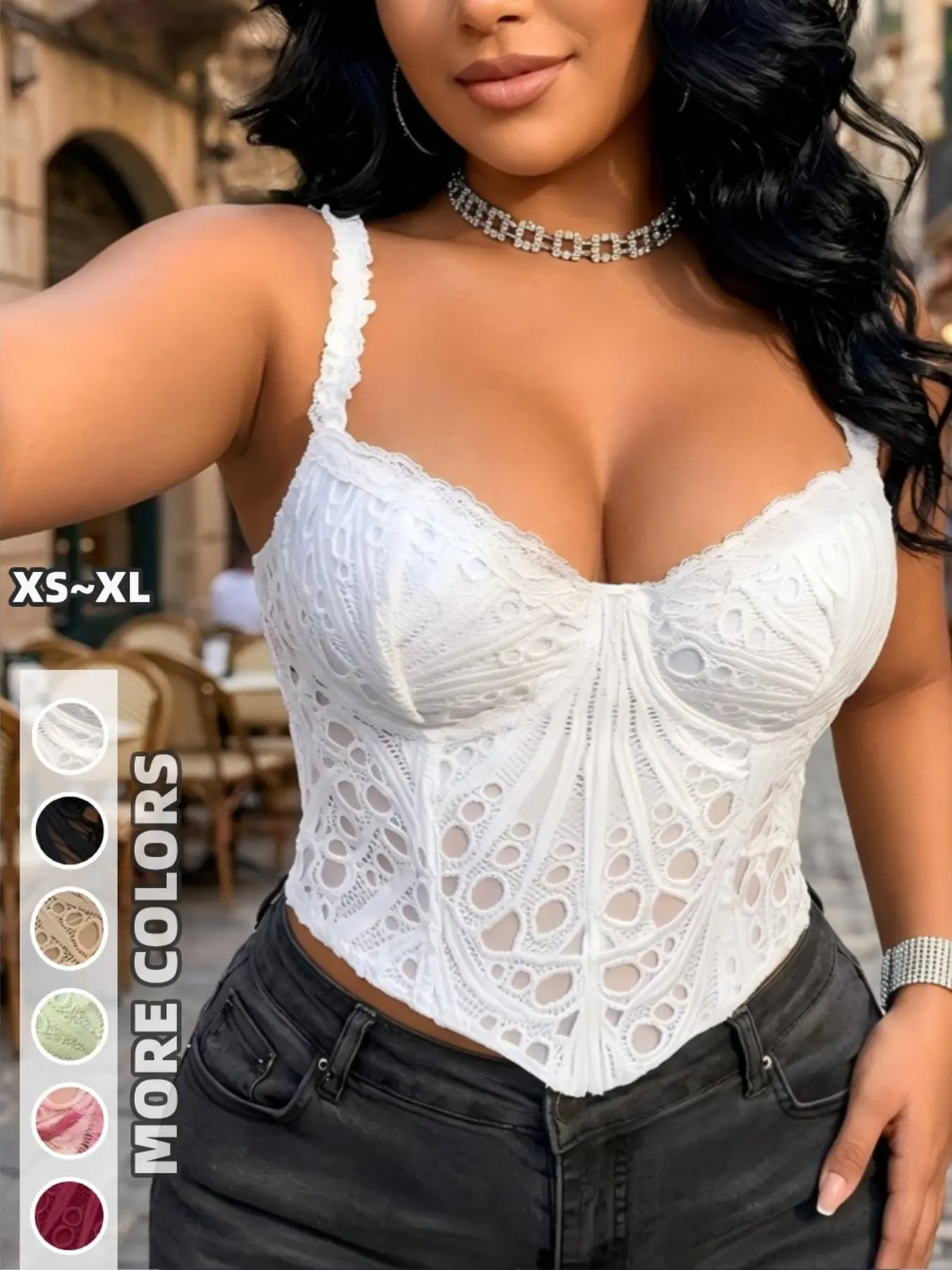Women's XS~xl Asymmetrical Lace Corset Waist Cincher, Adjustable Straps, Fashion Shapewear, Slimming Contour, Party Bra