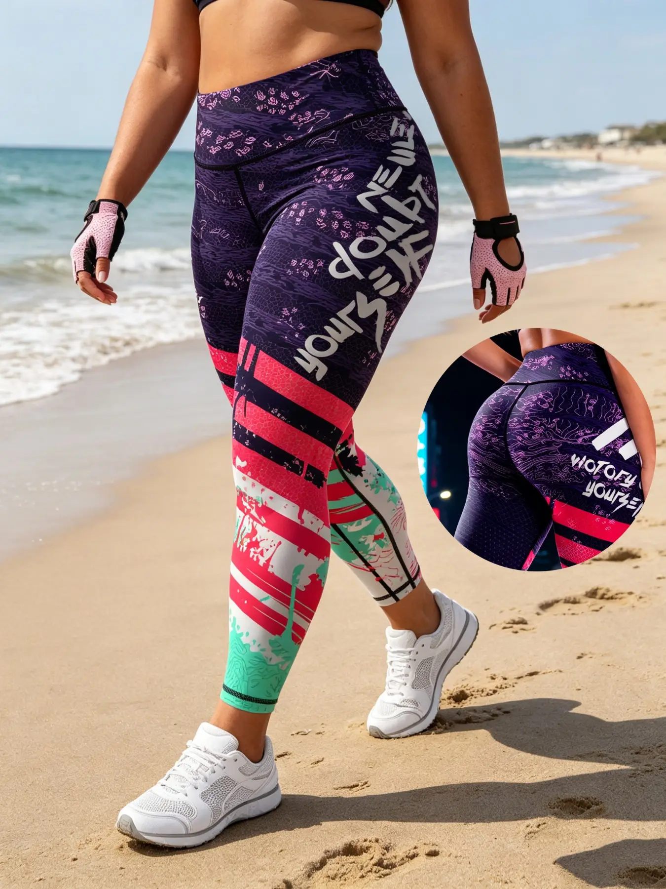 Women’s Plus Size Colourful Cartoon Print Graphic Print High Waists Leggings: Cool and comfortable for summer, breathable and stretchy, high-waisted, perfect for fitness, sports, leisure, the gym and outdoor activities