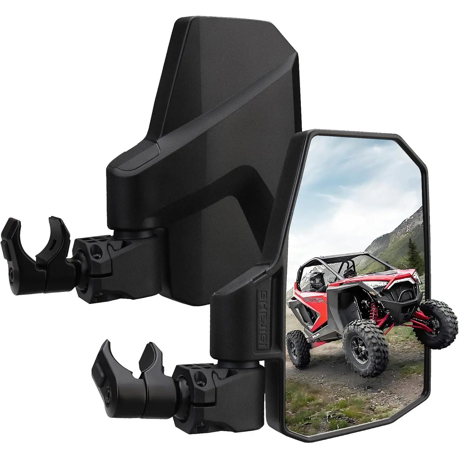 8.3 x 4.8-inch Aluminum UTV Side Mirrors - Fits Most UTVs (Except Full Doors) - Compatible with Polaris RZR Ranger, Can Am Commander Defender, Honda Pioneer Talon SXS, Kawasaki Mule KRX, Yamaha Wolverine YXZ, RTV, Segway - Large View, Universal Fit