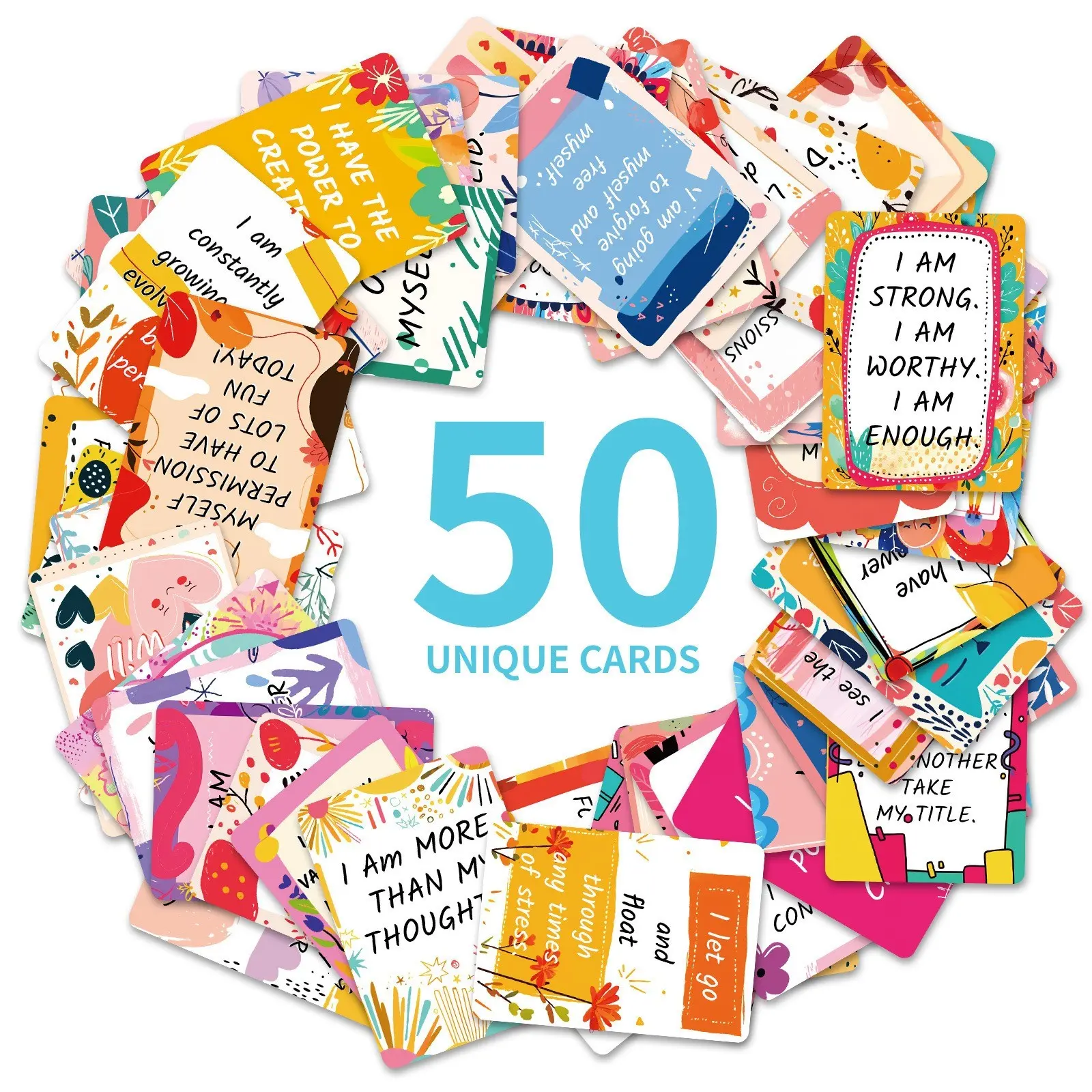 50 Positive Affirmation Cards Per Pack, Self-Motivation Encouragement Postcards, Daily Spiritual Quotes, Lunch Box Notes, Fun Daily Cards, Picnic Mini Cards