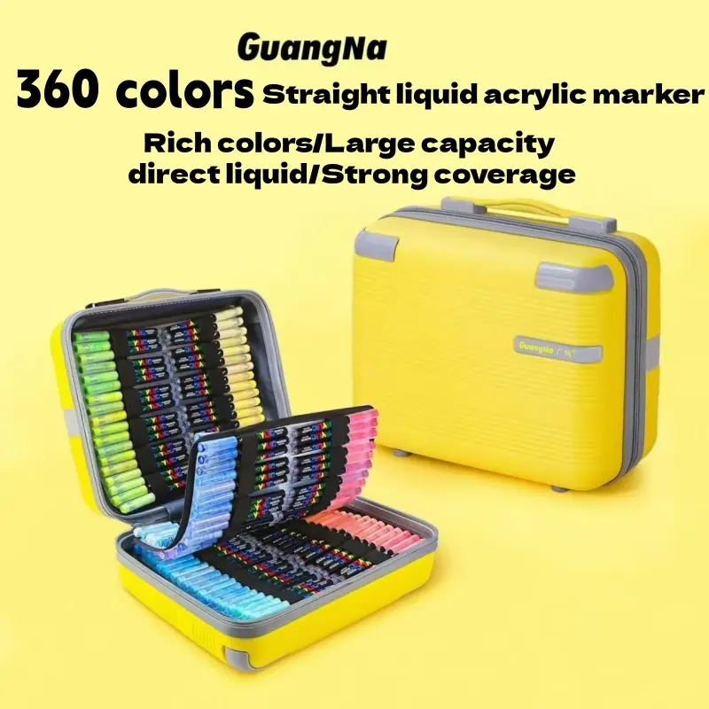360-Color Acrylic Soft Tip Markers, Free Ink System, High-Elastic Nib, Fast-Drying Ink, Rich Colors, for Multi-Material Use, Professional Art Marker Pens