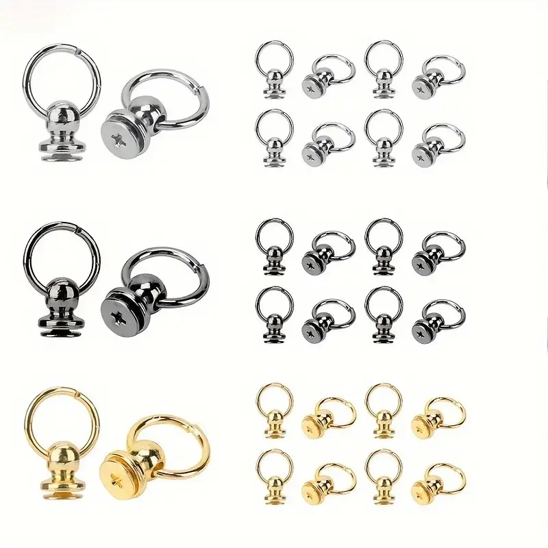 10pcs  Rivet Kit, 8mm Zinc Alloy with Pull Ring, Mixed Gold Silver black, DIY Clothing Belt Accessories, Durable Handmade Decorations