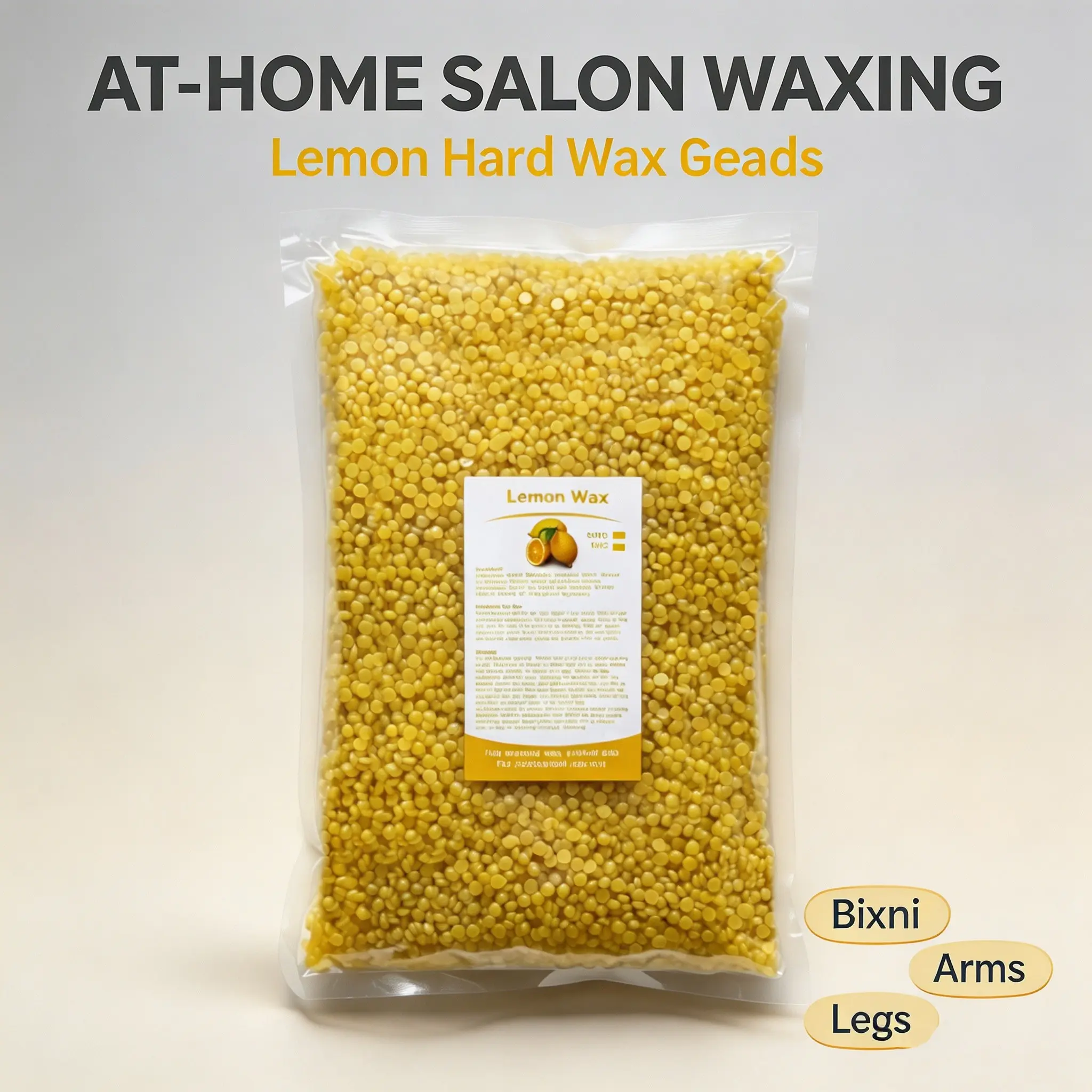 2.2 Lbs Hard Wax Beads, Hard Wax Microbeads, Medium Lemon Texture, Hair Removal for All Body Parts, Low Irritation, Large Capacity, Summer Facial Underarm Bikini Line Care