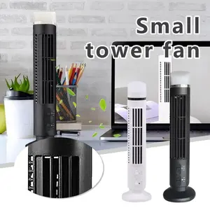 Bladeless Tower Fan with Light, 90 Degree Swing, Portable Mini Desktop Fan with Light for Home Bedroom Office - Black/White