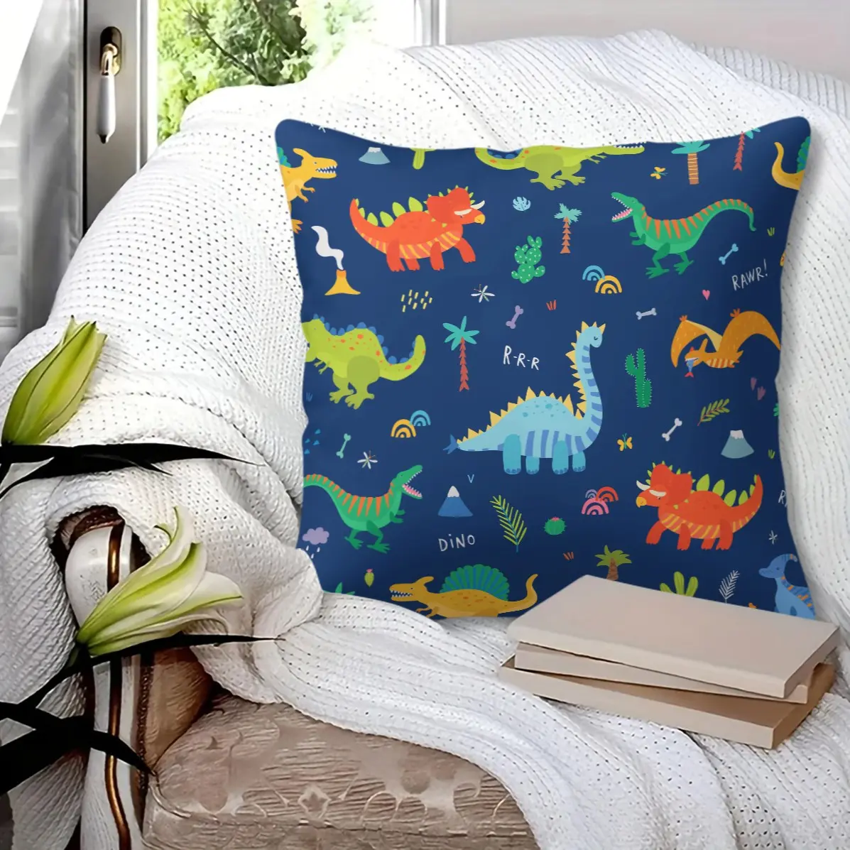 45x45cm 1Pc Mint Green Cow Print Aesthetic Throw Pillow, Wear-resistant Smooth Fabric, Cushion for Students & Young Renters for Dorm Bay Window, Pillow Insert Included