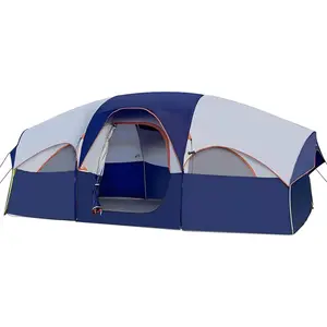 Tent 8 Person Camping Tents, Weather Resistant Family Tent, 5 Large Mesh Windows, Double Layer, Divided Curtain  Separated Room, Portable with Carry Bag
