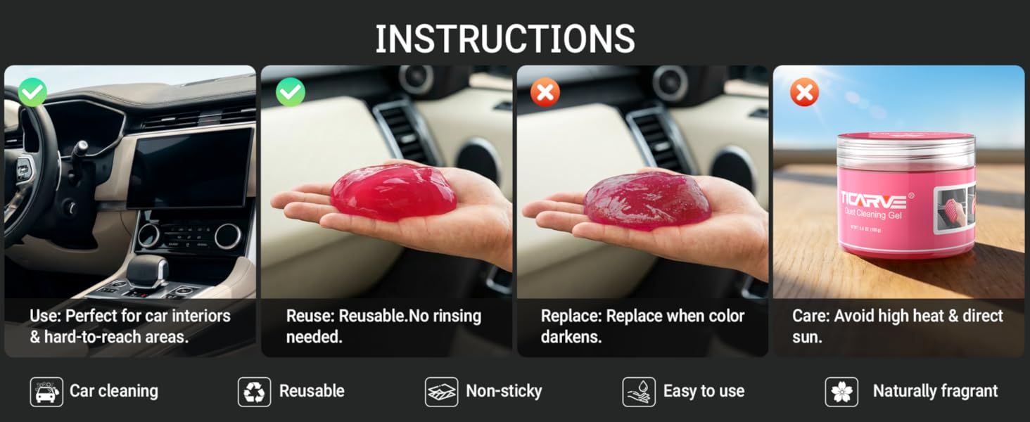 2Pack Cleaning Gel Car Putty Car Clean Putty Gel Auto Tools Car Interior Cleaner Car Cleaner Car Cleaning Slime Car Assecories Keyboard Cleaner Rose (320g/11.2oz) : Automotive