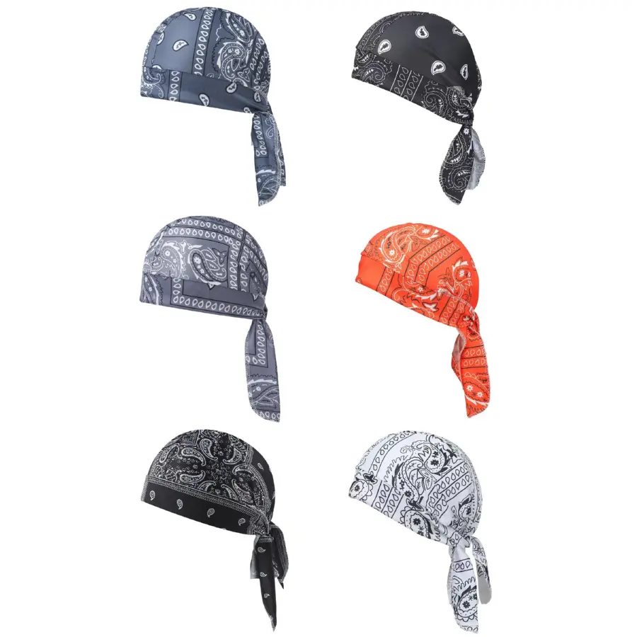5 Pcs Random Colors Paisley Bandana Skull Cap Men Women Outdoor Cycling Summer Breathable Polyester Hip Hop Headwrap Streetwear Y2K Fashion Motorcycle Dew Rag Sports Running Workout Sweatband Headwear