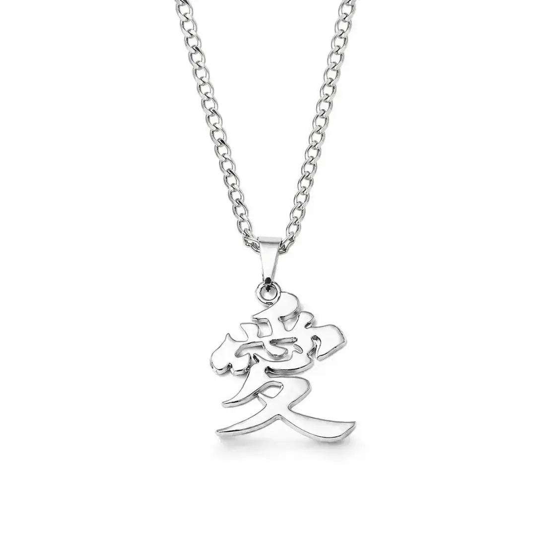 Stainless Steel Necklace for Men, Anime Inspired Streetwear Pendant, Non Tarnish Japanese Symbol Chain, Y2K Harajuku Hip Hop Jewelry, Minimalist Everyday Necklace, Cosplay Party, Comic Con, Birthday Gift for Anime Fans