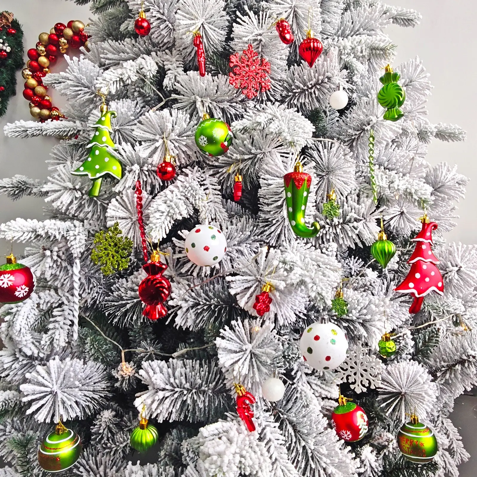 82pcs Christmas Decorations, Goblin Elf, Grinch Lollipop Necked Tree, Painted Christmas Balls, Holiday Ornaments Set, Bulk Christmas Ornaments