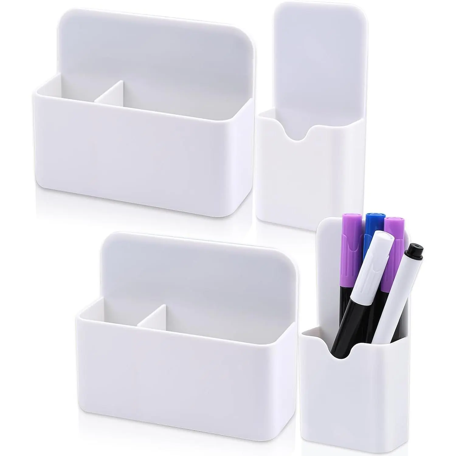 4Pack  marker holder for fridge, Dry Erase Marker Holder,  Marker Holder for Whiteboard,  Marker Pen Pencil Organizer for Whiteboards, Refrigerator(White)