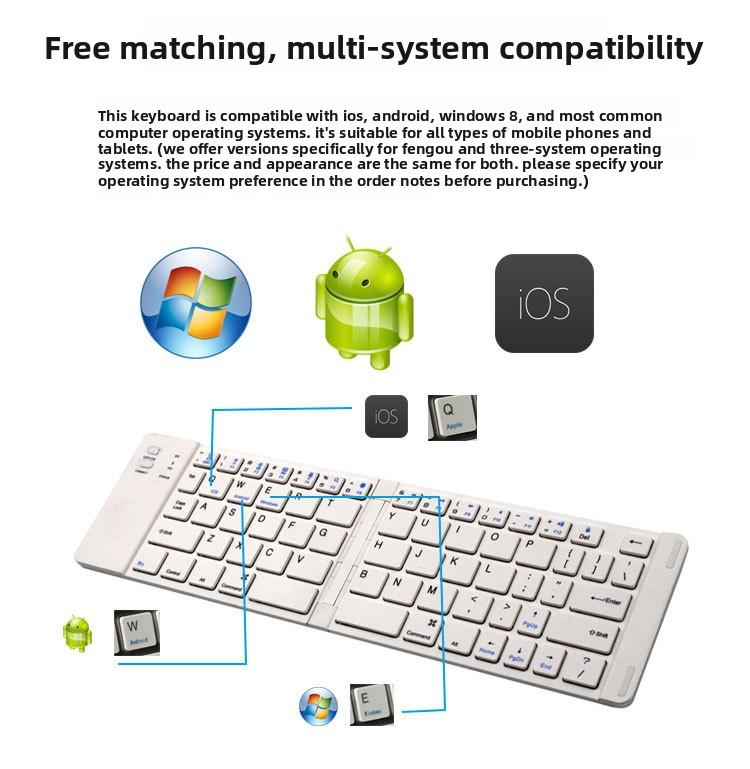 BKC158 Foldable Bluetooth Keyboard with Metal Bottom Case Portable Wireless Multi-Functional Business Gift for Mobile Phone Tablet