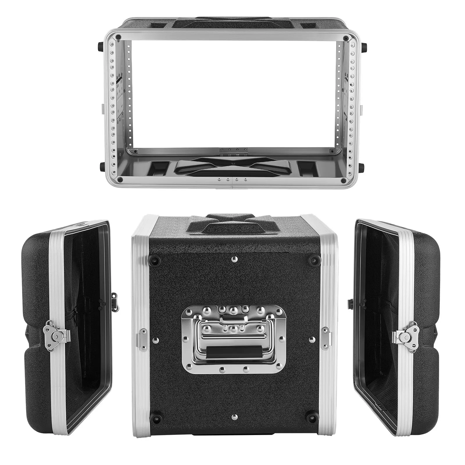 【DealsForYouDays】VEVOR 6U Shallow ABS Plastic Server Rack Case, 14in Depth, 11.4in Internal Depth, Ventilated, Recessed Twist Latches, Detachable Front & Back Covers, Easy Installation, for Amplifier Audio Gear