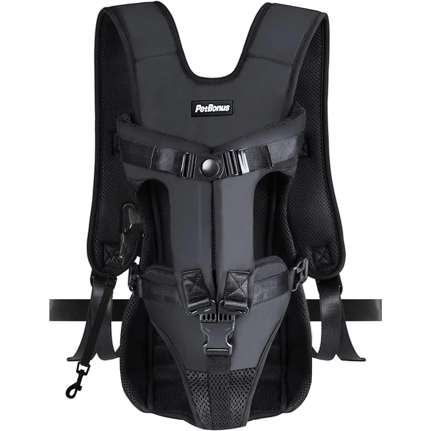 Pet Front Dog Carrier Backpacks, Adjustable Pet Backpack, Legs Out Easy-fit Puppy Chest Carrier for Medium Small Dogs, Hands Free for Hiking, Cycling (Black, M)
