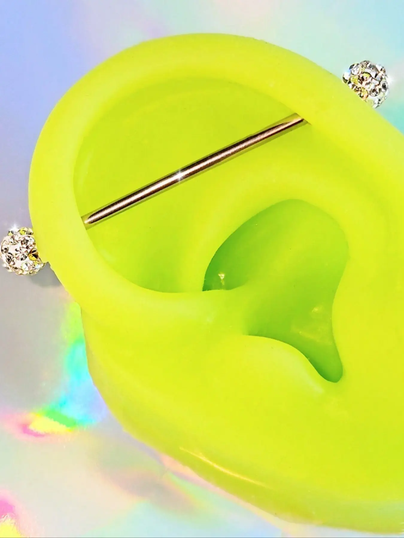 Fashionable 316L Stainless Steel Clip-On Earrings, Stainless Steel Studs, Clay Ball and Industrial Long Rod, Perfect for Daily Wear, Women's Jewelry
