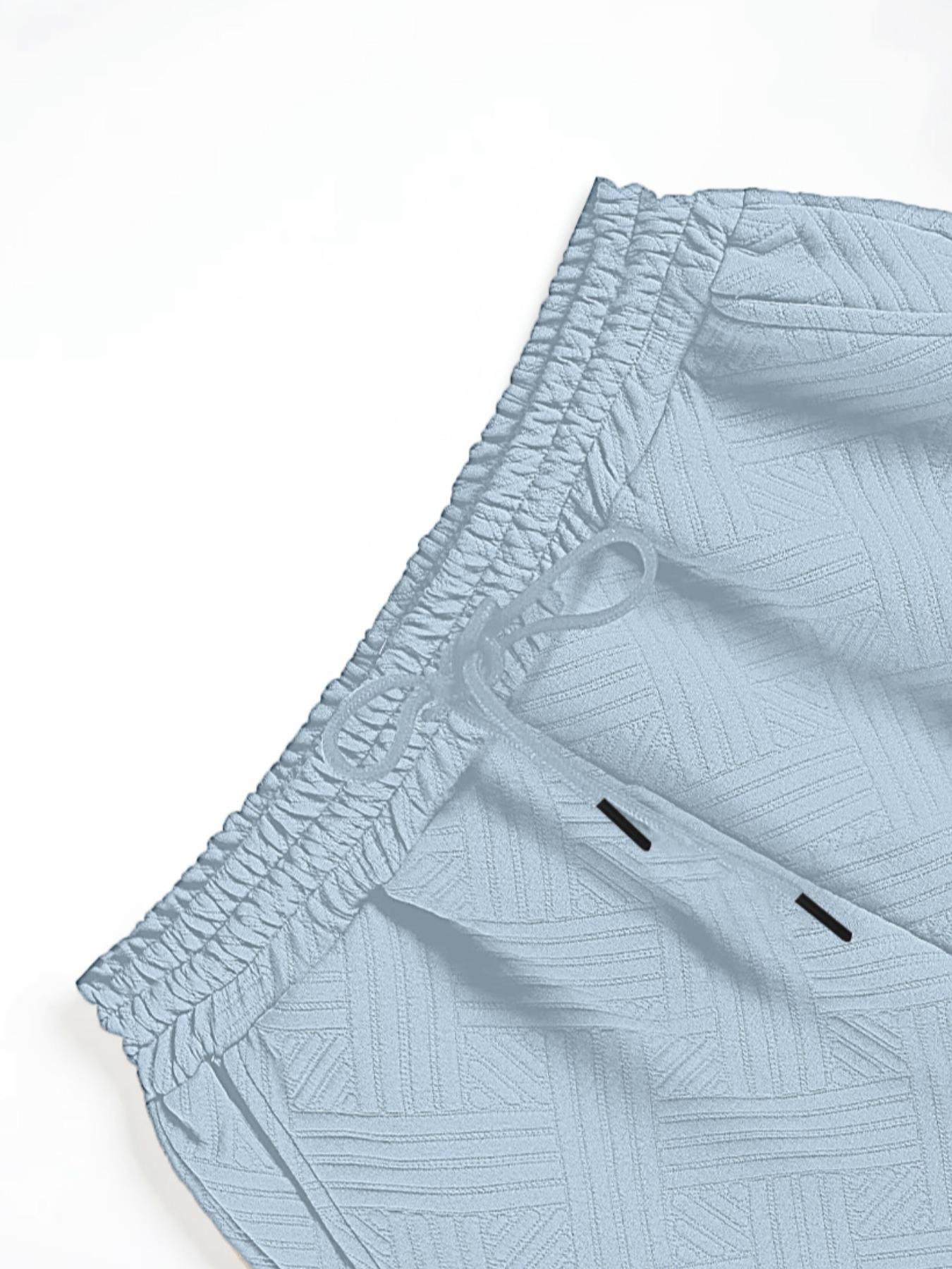 Men's 2-piece set:a short-sleeve button-up shirt paired with drawstring shorts. This summer outfit features a casual, Tropical textured diagonal stripe pattern, perfect for beach getaways, vacations, casual outings, and more—a men's stripe set.