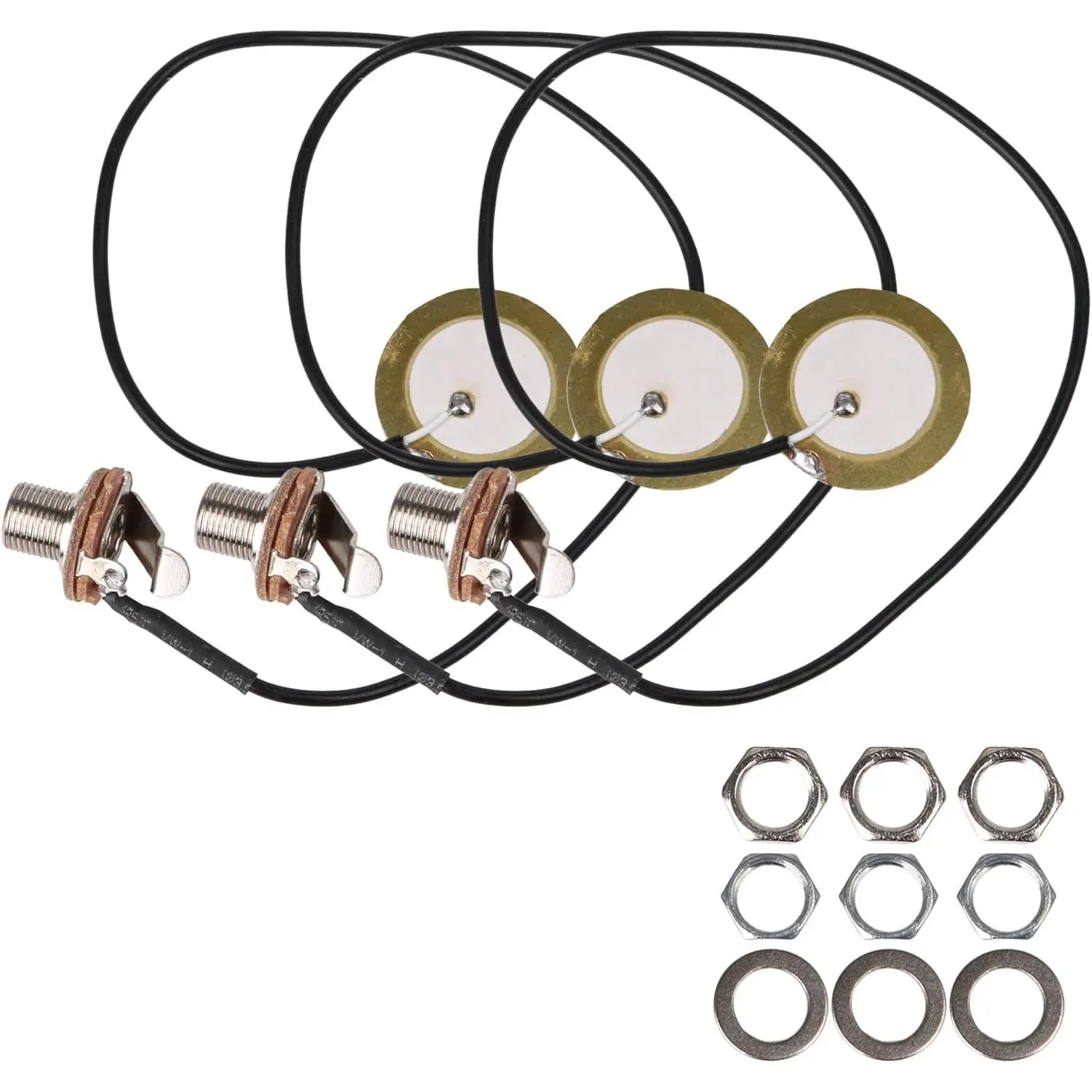 0.25inch Output Jack Guitar Pickup Piezo Transducer for Guitar Violin Pack of 3