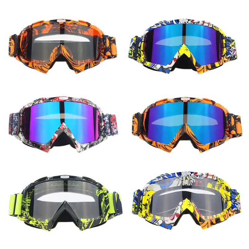 Multi-Sport Protective Goggles - Camo Bold Pattern Black-Green Frames, UV Protection, Helmet-Fit Offroad Dirt Bike Accessories, Face Mounted Outdoor Riding Eyewear for Motorcycle Cycling Ski Riders, Outdoor Riding Goggles, Eye Safety, Bold Patterns, Dual,
