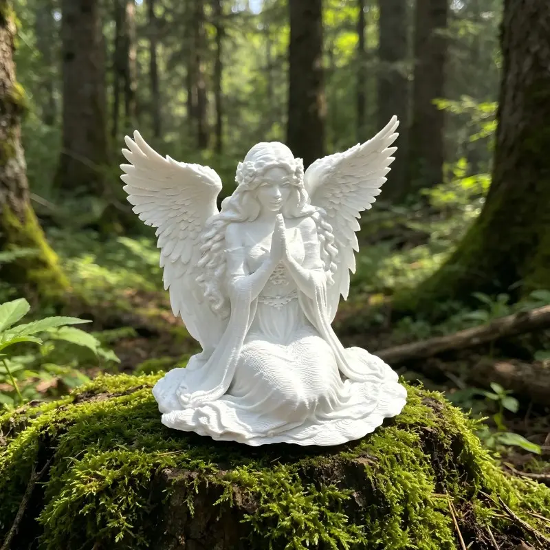 Prayer Angel Sculpture, 3.34-Inch Happy Angel Statue, Blessing Angel, Artistic Church Aesthetic, Office Decor, Spiritual Decor, Religious Decorations, Church Ornament, Recommended for Believers