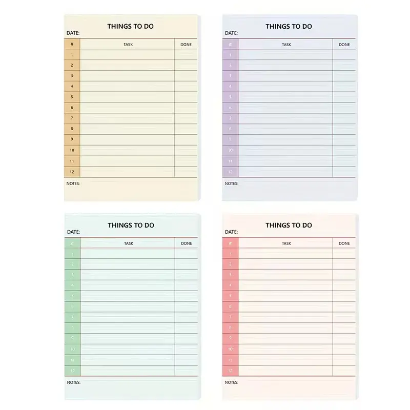 4 Options, 50-Page To-Do List Notepad, Daily Productivity Planner Notebook, 5.5x3.9 Inches, Tear-Off Notes, Portable Design, Office Gift, School Supplies