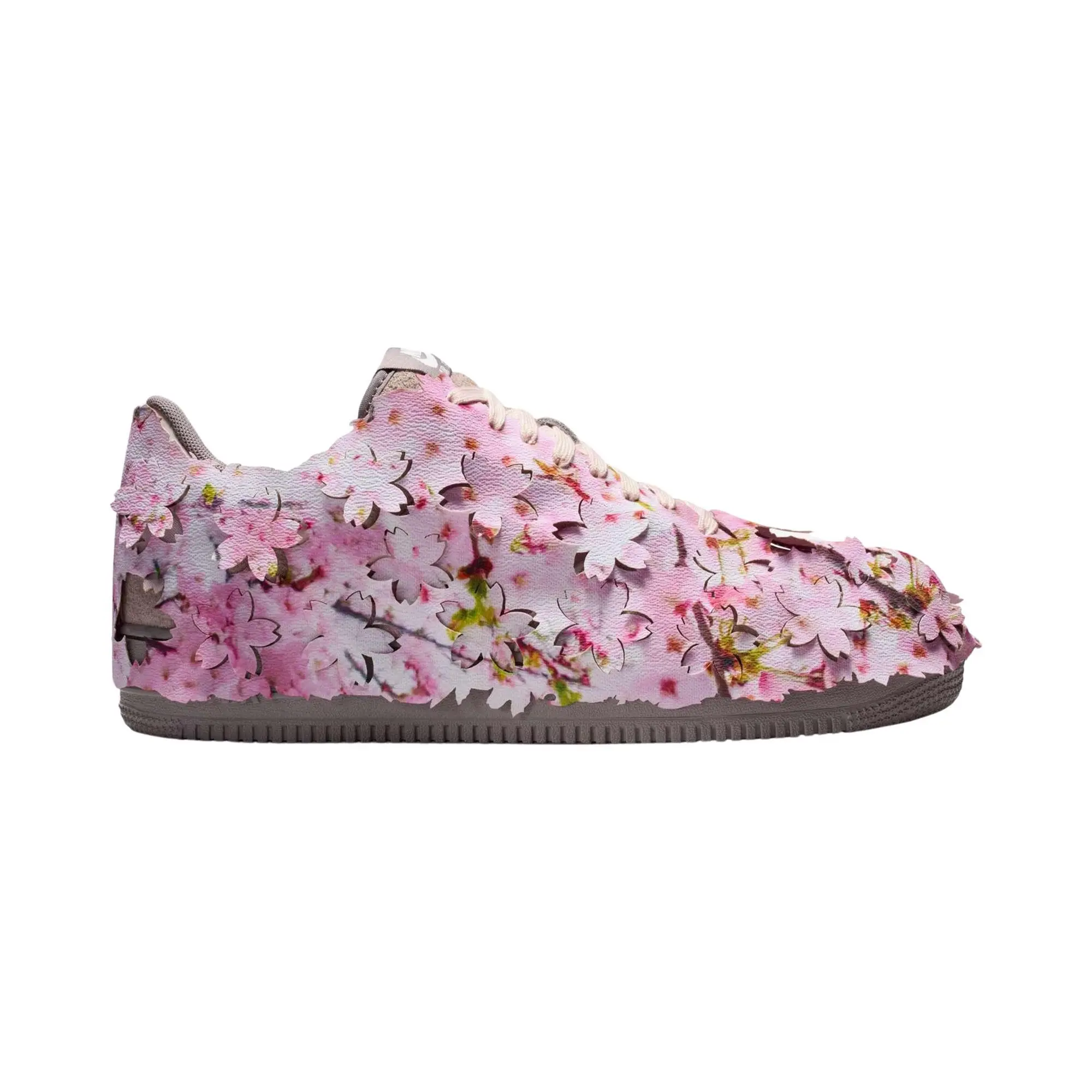 Nike Air Force 1 Low Premium 'Spring Flowers' Unisex Lace-Up Closed Toe Flower Print Casual Daily Everyday Skateboarding Shoes, Malt/Light Soft Pink-Particle Rose-Mauve Grey, IQ3472-298