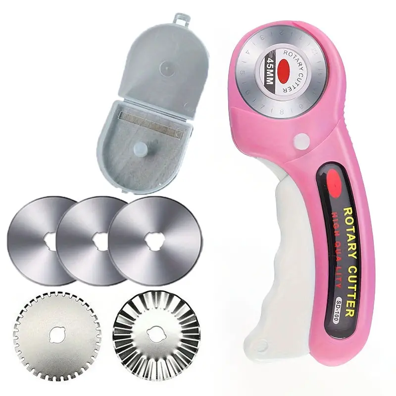45mm Rotary Cutter, Fabric Cutting Machine, Paper Trimmer, 5 Sharp Round Blades, Ergonomic Roller, DIY Tools, Home Crafts, Quilting
