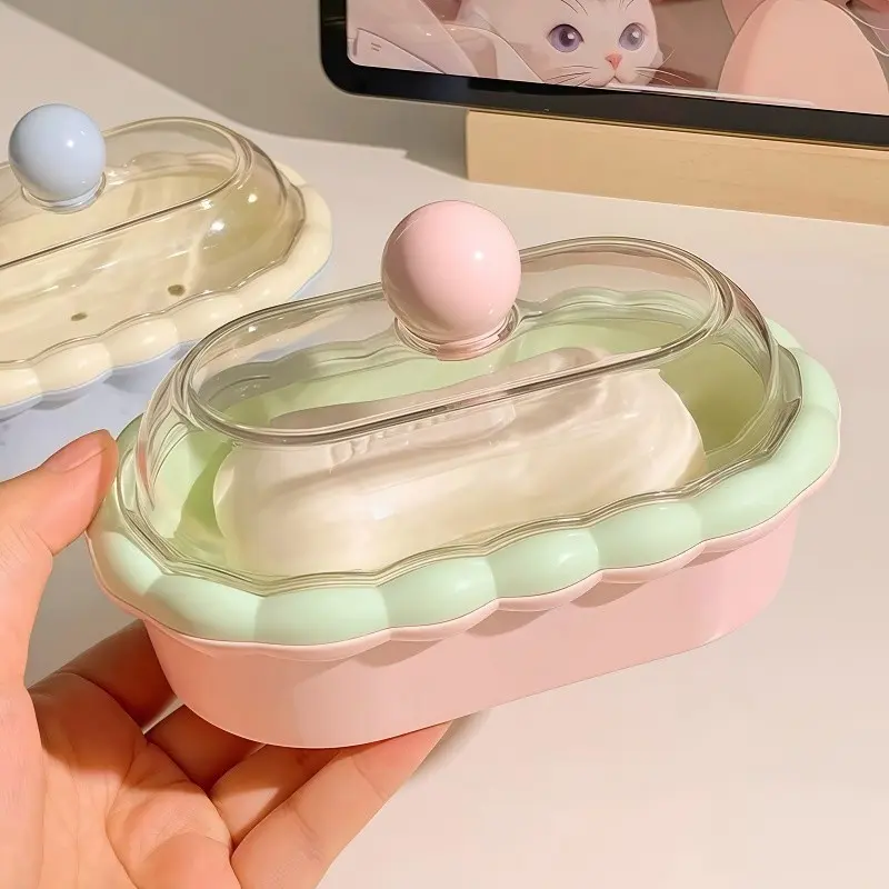Single Pack High Aesthetic Soap Dish, Cute Covered Draining Soap Holder, New Bathroom Student Dormitory Soap Box, Elegant Design, Soap Dish With Drainage