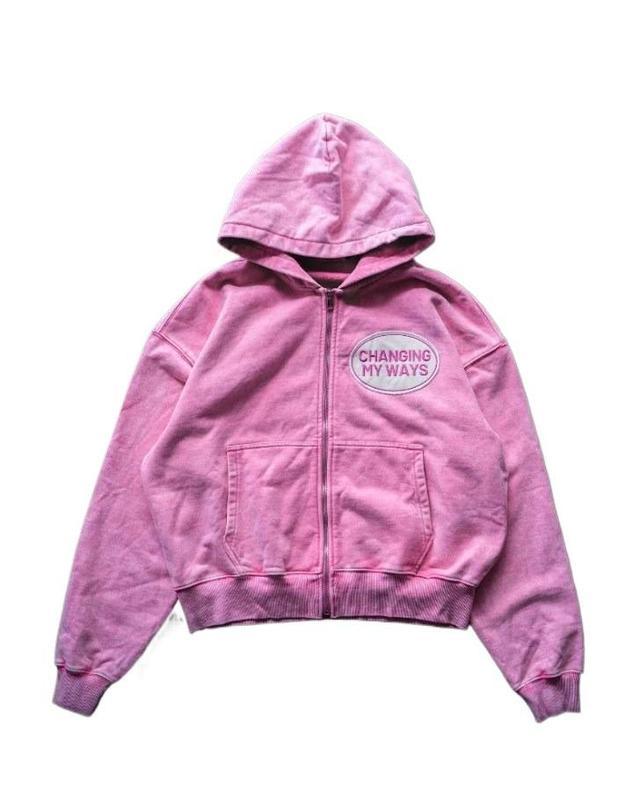 Fashion Trend New Solid Color Letter Patch Hooded Zipper Sweater Men Y2K Hip Hop Vintage Harajuku Joker Couple Sports Hoodie Womenswear Clothes Suits Pocket Long Sleeve Casual Love Piece Style Streetwear Polyester Gamis, Sweatshirts, Longsleeves