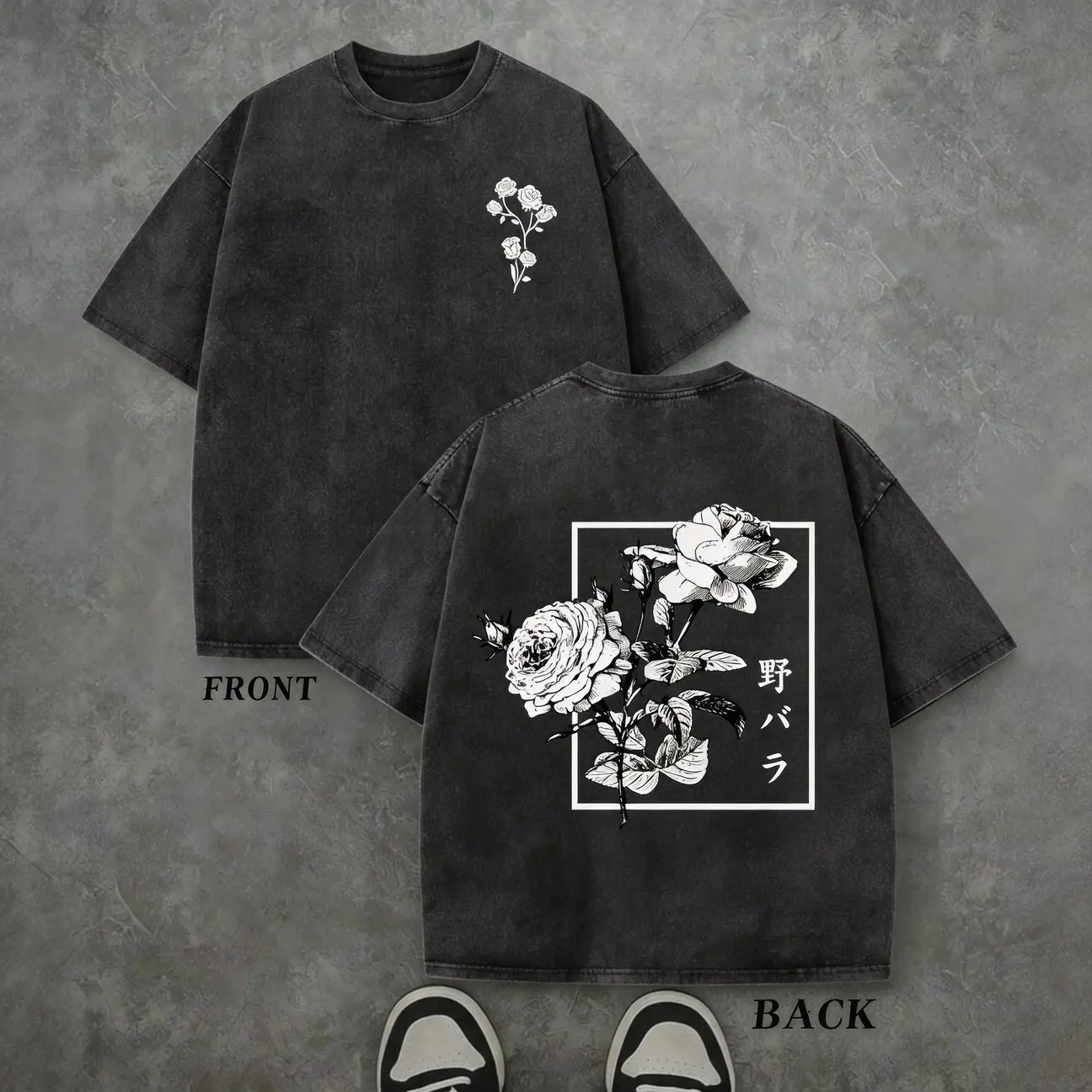 Japanese Graphic Tees for Men Harajuku Rose Flower Floral Shirts Cool Vintage Oversized Streetwear Acid Wash Tops  Men's and women's T-shirts: Unisex cotton T-shirts: Unique gift T-shirts
