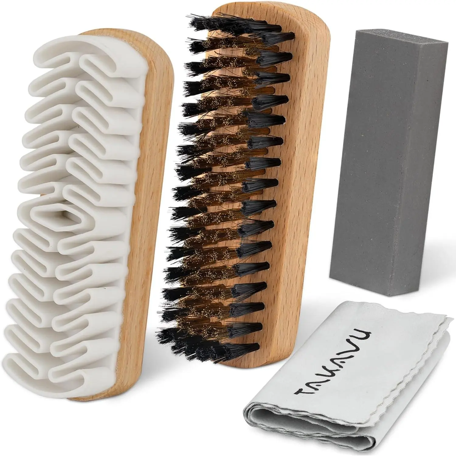 Suede & Nubuck Cleaning Brush Kit, Crepe & Brass Bristle Brush, Microfiber Towel Cloth, Cleaning Block Eraser for Shoes, Boots