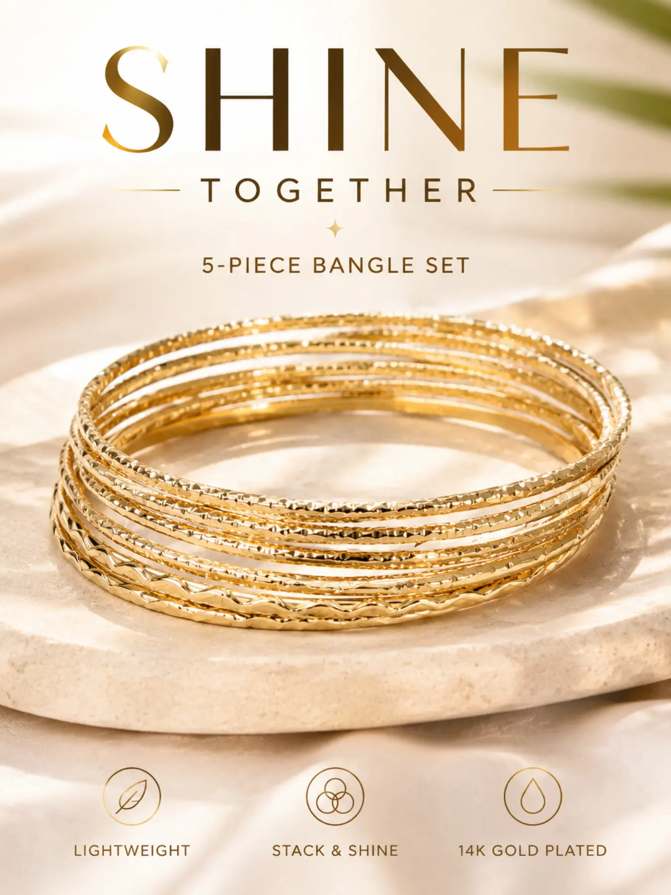 Tiktok Trendy Jewelry Set, Hawaiian Vine Floral Bangle Bracelets, Bracelets Stack, 14k Gold Plated, Perfect for Mother's Day, Valentine's Day, Travel Gifts