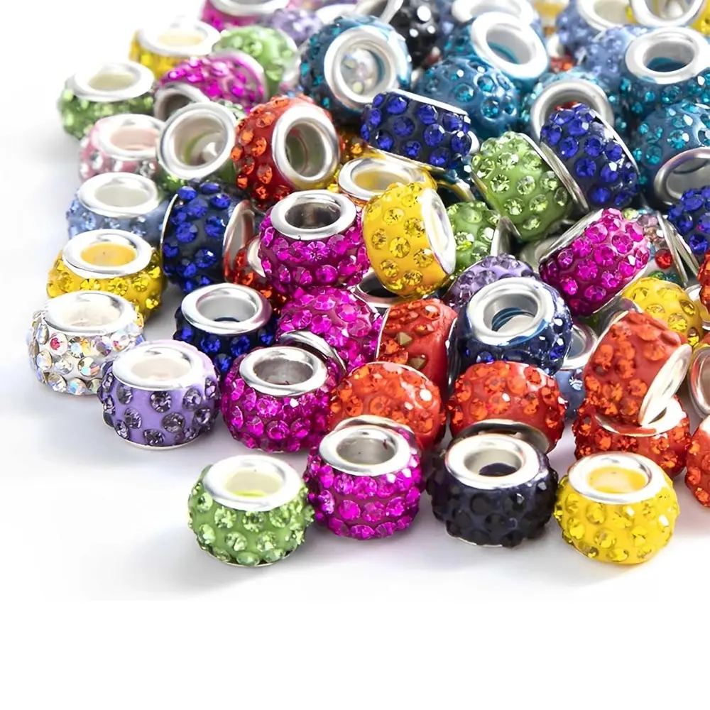 120 Pcs Rhinestone Spacer Beads for Beadable Pens, 11mm Large Hole Crystal Beads for DIY Beaded Pens, Pen Making Supplies, Keychains, Bracelets Crafts, Beading Making, DIY Craft Embellishments, DIY Beading Accessories, Bedazzling Beads, Decorative Beads