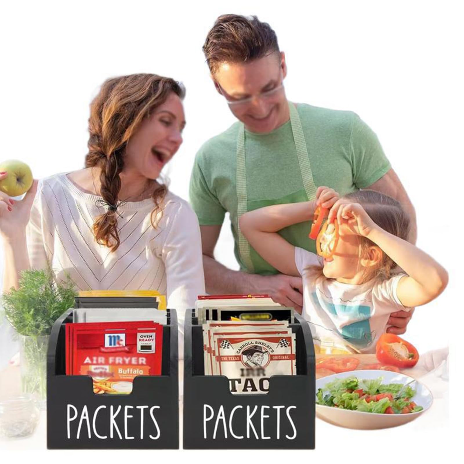 Wooden Spice Pack Storage Box, 1 Count Multi-grid Kitchen Storage Box, Snack & Seasoning Pack Storage Organizer, Home Organizer for Kitchen, Kitchen Organizers