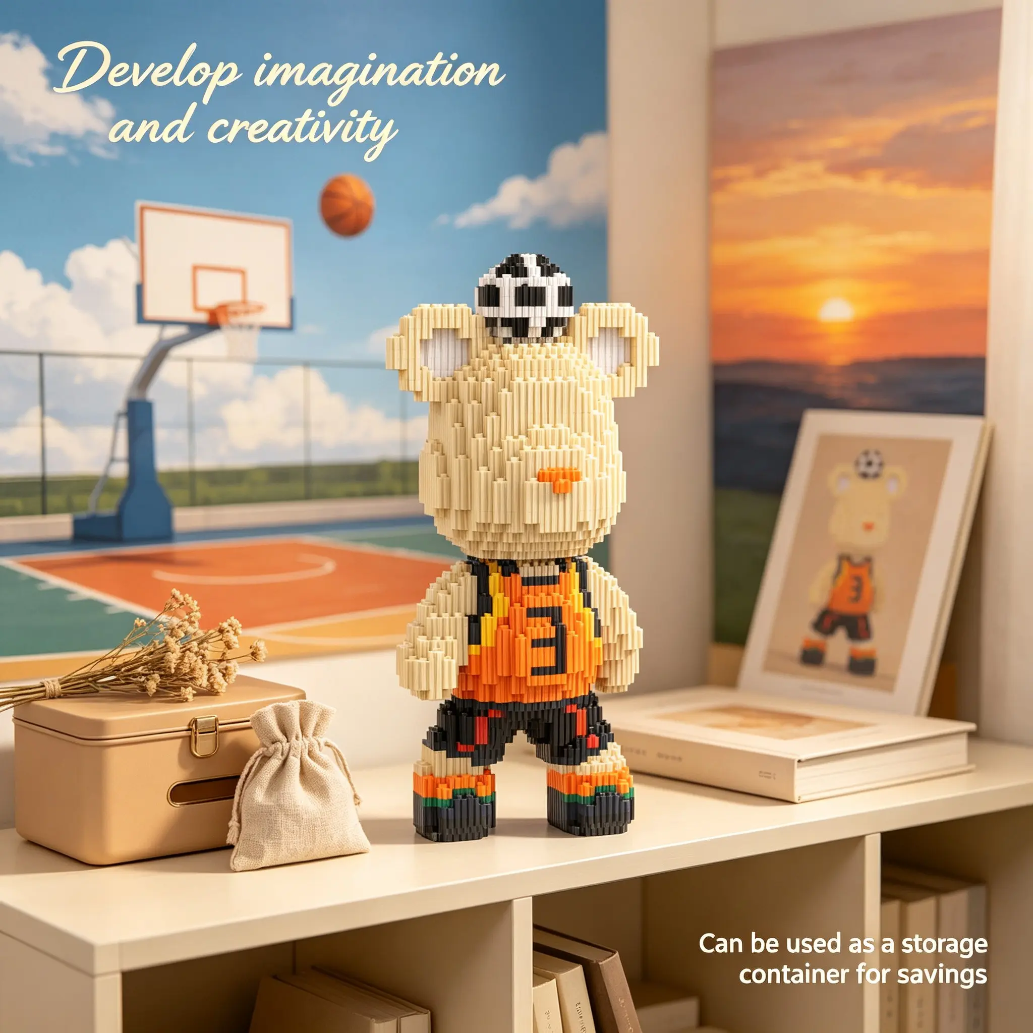 3D Puzzle Bear Building Blocks, Home Office Decor, Party Decoration, Ideal Gift, Handmade Craft, Fine Carving, Lightweight Statue, Collectible Display, Bricks