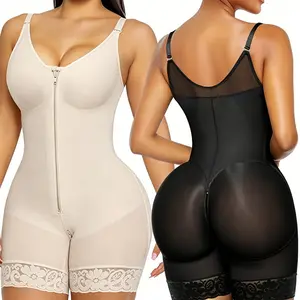 Women's Full Body Shaper with Bra, Zipper Front Tummy Control Shapewear, Butt Lifter Thigh High Compression Waist Trainer Bodysuit