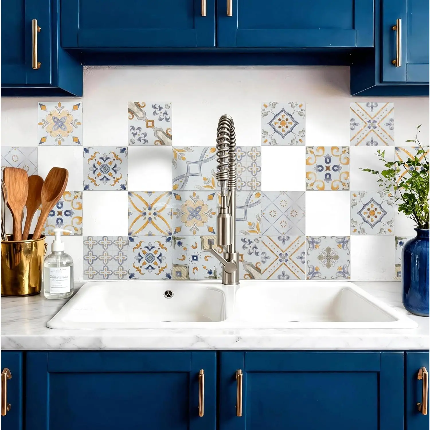 24 Sheets Peel and Stick Tile Stickers for Kitchen Backsplash, 4x4 Inches  Vinyl Wall Tile , Removable Self Adhesive Tile Covers for Bathroom, Stair Risers,  Décor
